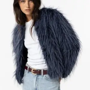 Chaqueta de pelo Mula azul